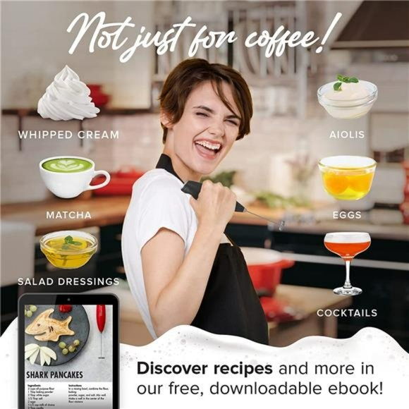 Milk Frother Handheld Battery Operated Electric Whisk Beater Foam Maker (Black) - Picture 5 of 6